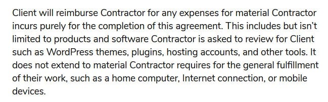freelance contract template reimbursement