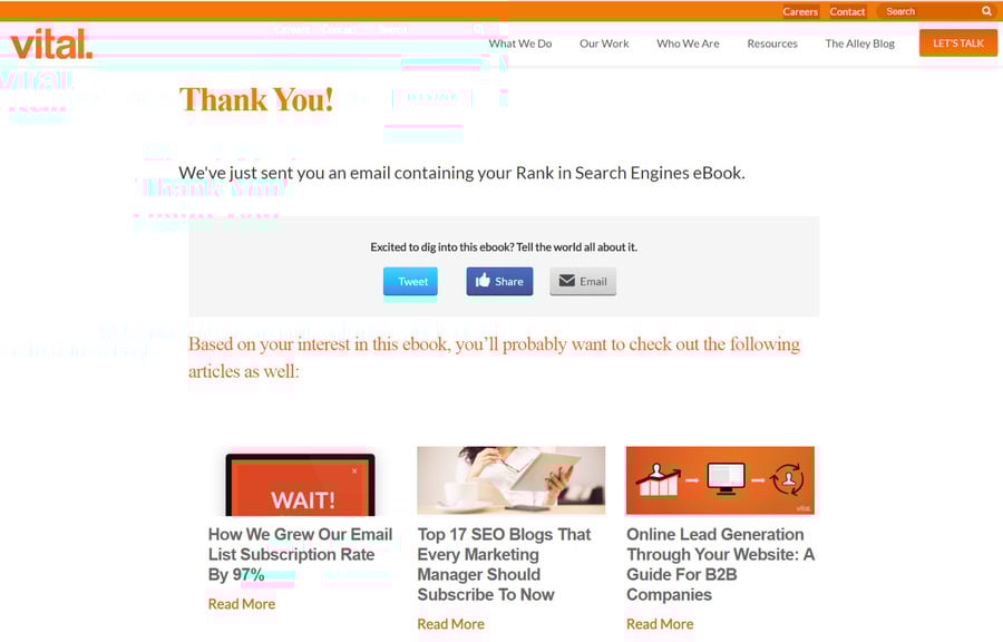 landing page than you example from vital
